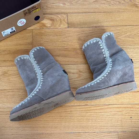 Mou Gray Suede Wedge Boots - Picture 5 of 11